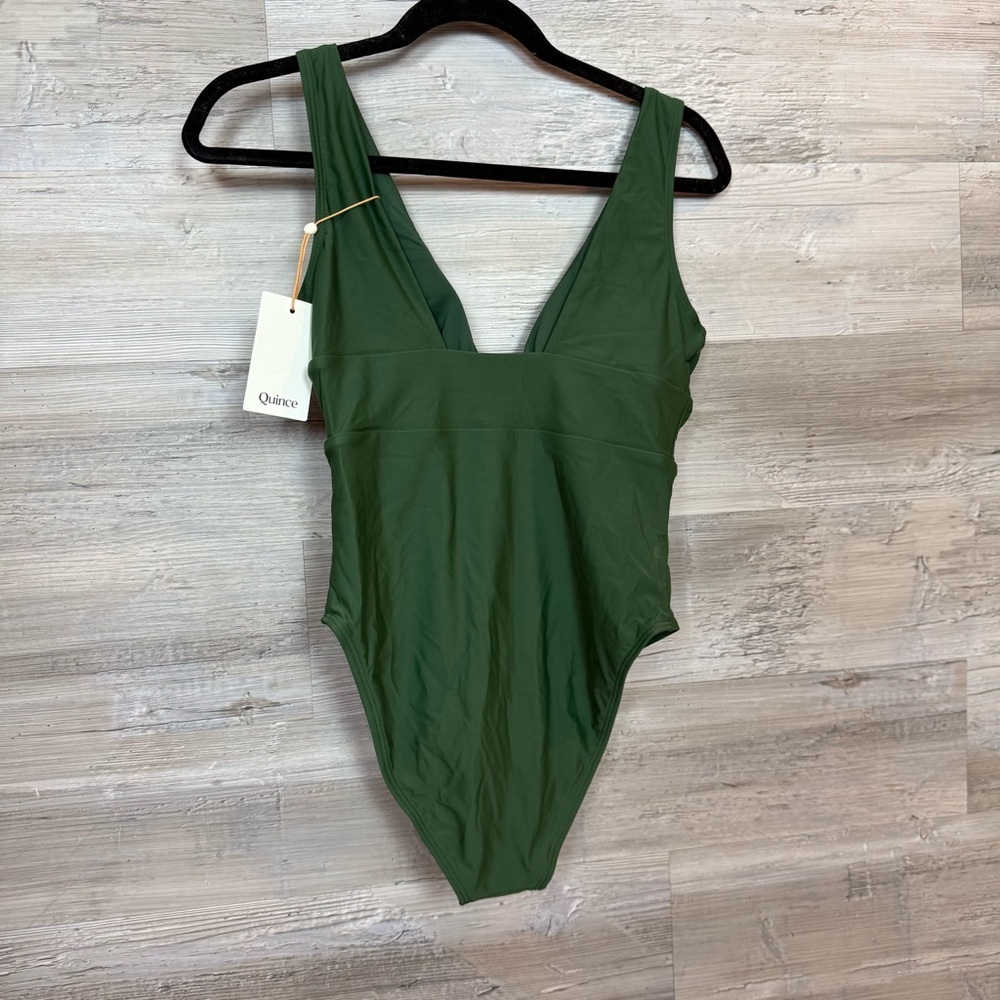 Quince Italian Plunge One-Piece Swimsuit - Green - Size Small - Picture 4 of 16